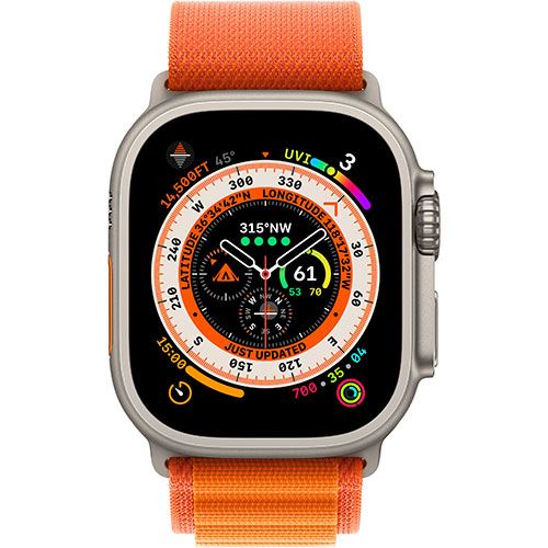 Apple Watch Ultra GPS 49mm - Cellular - Titânio Natural | Bracelete Orange Alpine Loop - Medium Fashion