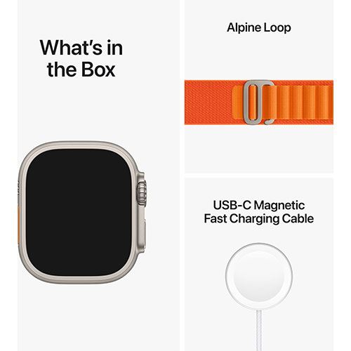 Apple Watch Ultra GPS 49mm - Cellular - Titânio Natural | Bracelete Orange Alpine Loop - Medium Fashion