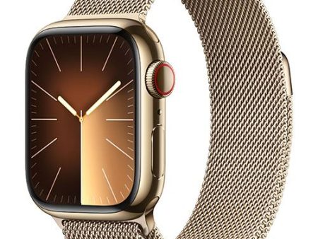 Apple Watch Series 9 GPS 41mm - Cellular - Aço Inoxidável Dourado | Bracelete Milanese Dourado Online